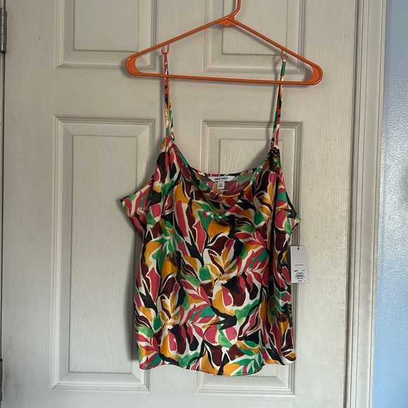 NWT Nine West coconut grove palm cowl neck satin cami - Picture 2 of 6